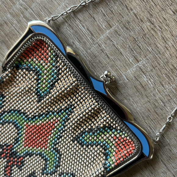 Vintage Whiting & Davis Art Deco Multi color Enameled Mesh Purse Bag RARE MINT - Picture 9 of 13
